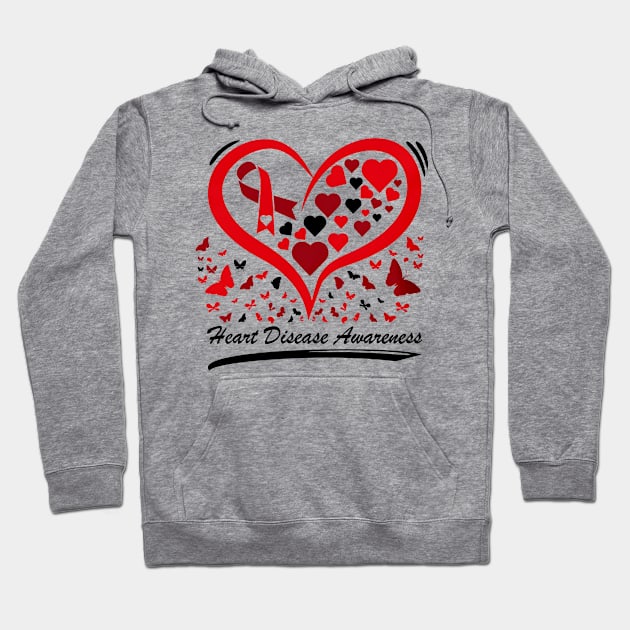 Heart Disease Awareness, Go Red, Heart Healthy, Red Ribbon Hoodie by artbyhintze